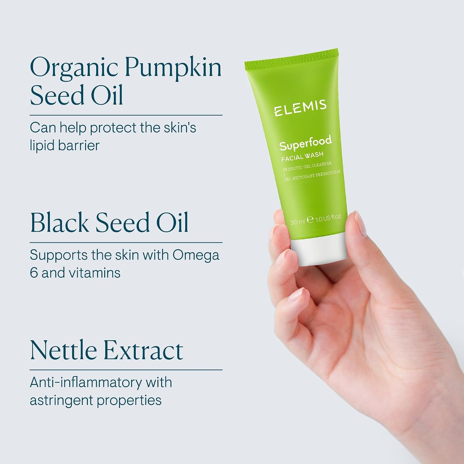 image:imageELEMIS Superfood Facial Wash Revitalizing Daily Prebiotic Gel Wash Gently Cleanses Nourishes and Balances Skin for a Fresh Glowing Complexion1 Fl Oz Pack of 1