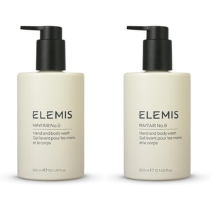 ELEMIS Mayfair No.9 Hand & Body Wash, Cleanses, Hydrates, and Refreshes, 95% Biodegradable, PEG- and SLS-Free, Refillable + Recyclable Bottle, 300ml(1 Fl Oz (Pack of 2))